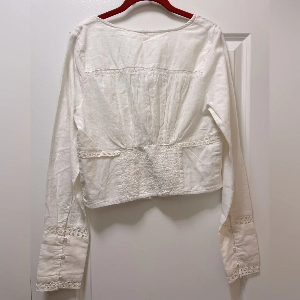 NWT $88R Free People White Joi Woven Square Neck Top